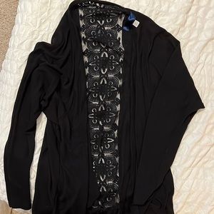 Black cardigan- lace floral back